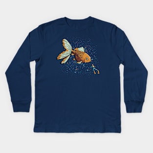 Golden Fish Scuba Diver by Tobe Fonseca Kids Long Sleeve T-Shirt